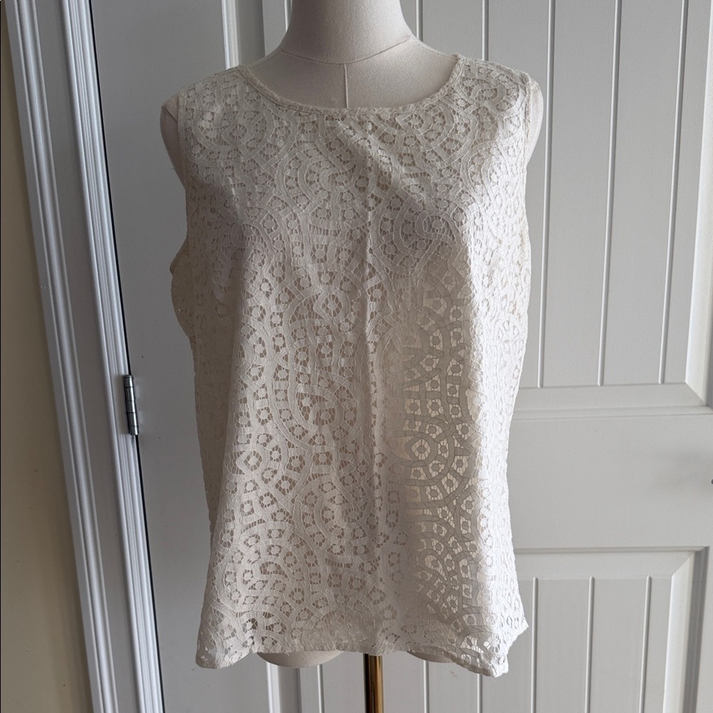 Talbots Lace Tank Top - White